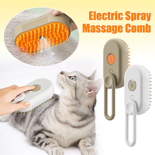 Brosse Vapeur 3-en-1 pour Chiens & Chats – Massage, Spray & Démêlage